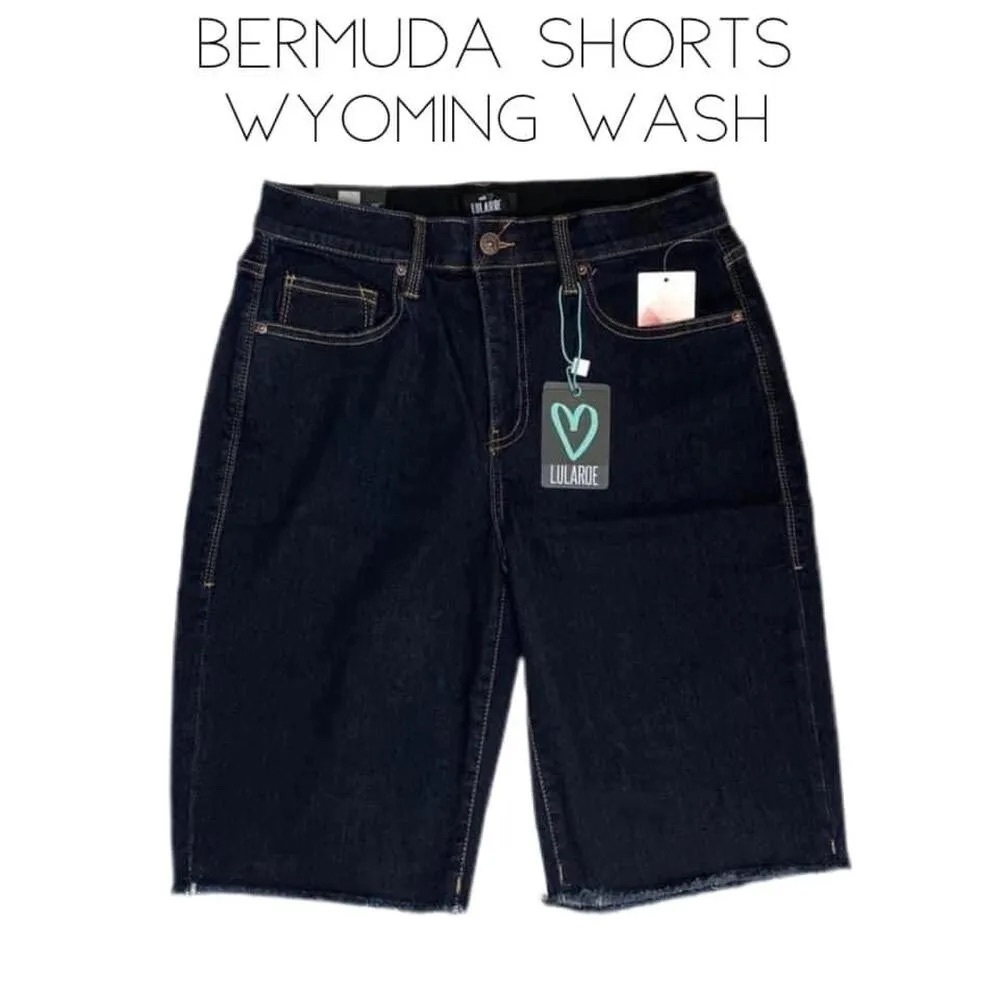 NWT LulaRoe Denim Bermuda Shorts, Size 24 (00-0), Color: Wyoming Wash